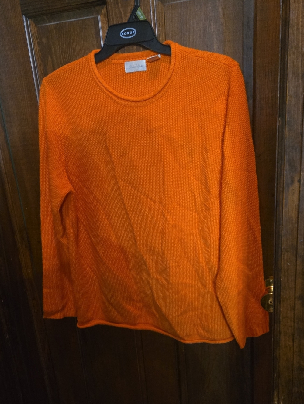 Studio Works Orange Knit Crewneck Sweater